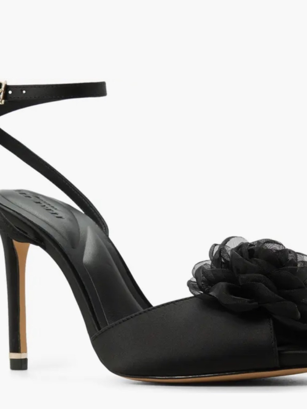 Ted Baker Black Peep-Toe Ankle-Strap Heels with Floral Accent - Picture 3 of 7